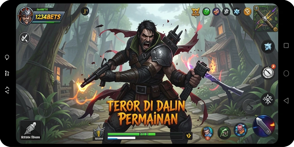 Tampilan gameplay <strong>1234BETS</strong> yang menegangkan dan menyeramkan.