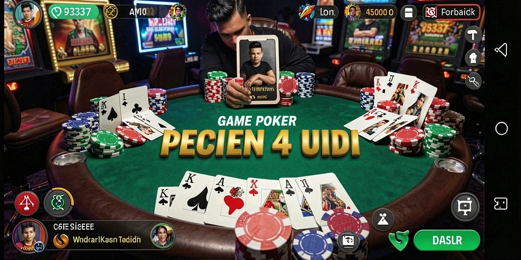 Screenshot gameplay menunjukkan suasana poker yang mendebarkan.