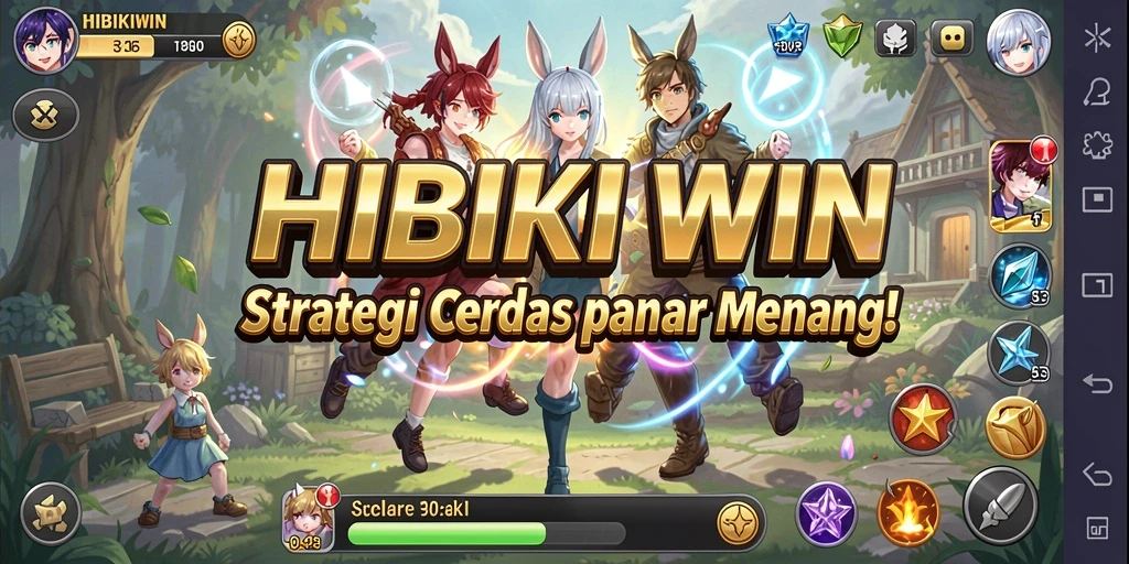 Tampilan gameplay menegangkan dalam HIBIKIWIN dengan berbagai strategi yang diterapkan.