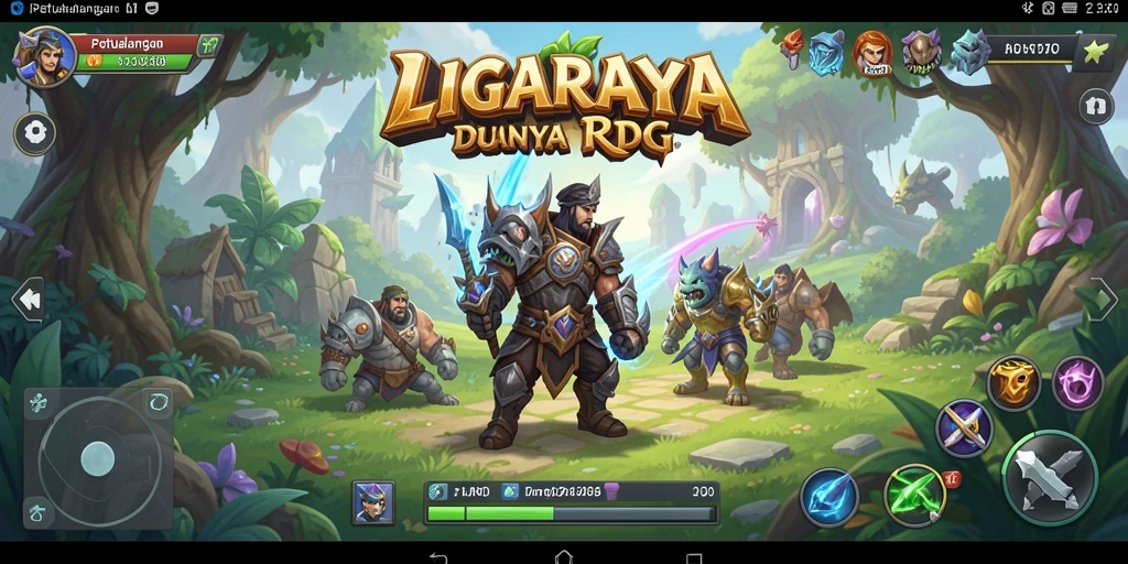 Tampilan gameplay LIGARAYA dengan karakter beraksi di dunia RPG.
