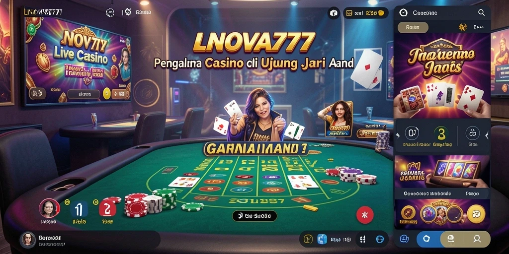 Screenshot LNOVA777 menampilkan dealer profesional dan gameplay Live Casino yang mendebarkan.