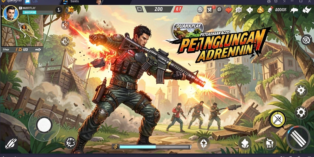 Tampilan mendebarkan dari gameplay aksi di QUARKPLAY.
