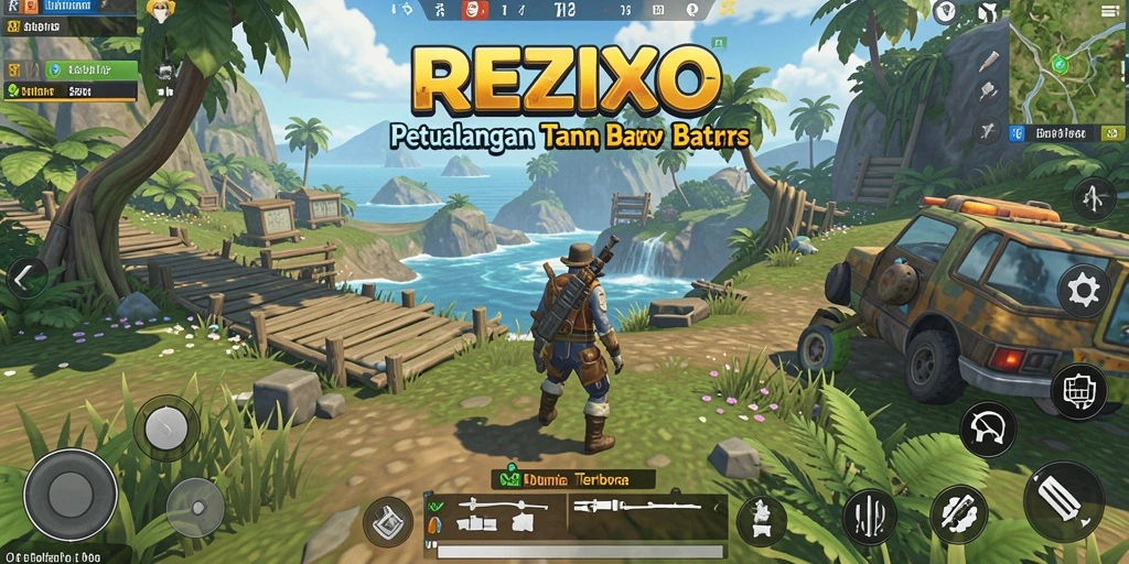Screenshot gameplay REZIXO menampilkan eksplorasi di dunia terbuka.