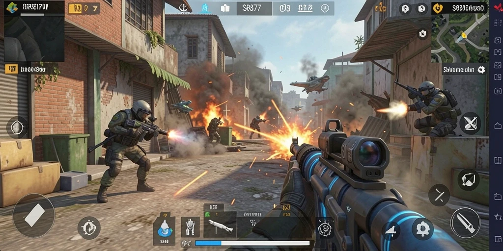 Tampilan gameplay SR877 menampilkan aksi tembak-menembak yang mendebarkan.